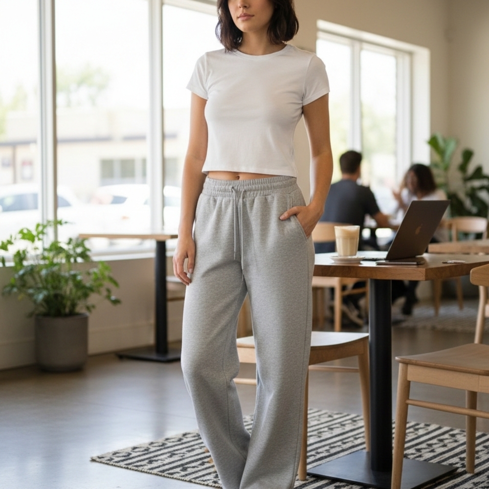 Trendy Queen Womens Wide Leg Sweatpants Baggy DrawstrinLow Rise S , Grey